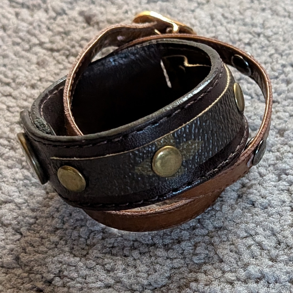 Two Upcycled Authentic Canvas Authentic Leather And Authentic Buckle Bracelets